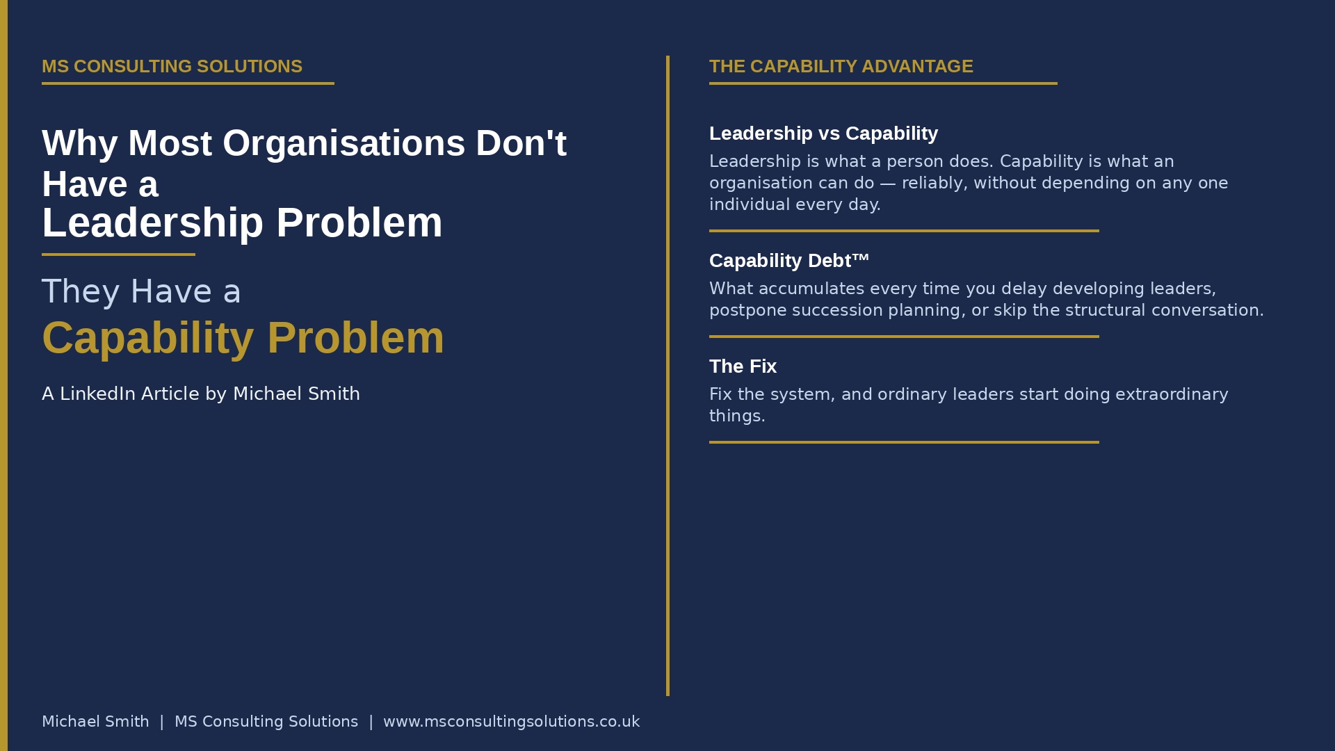 Why Most Organisations Don't Have a Leadership Problem — They Have a Capability Problem